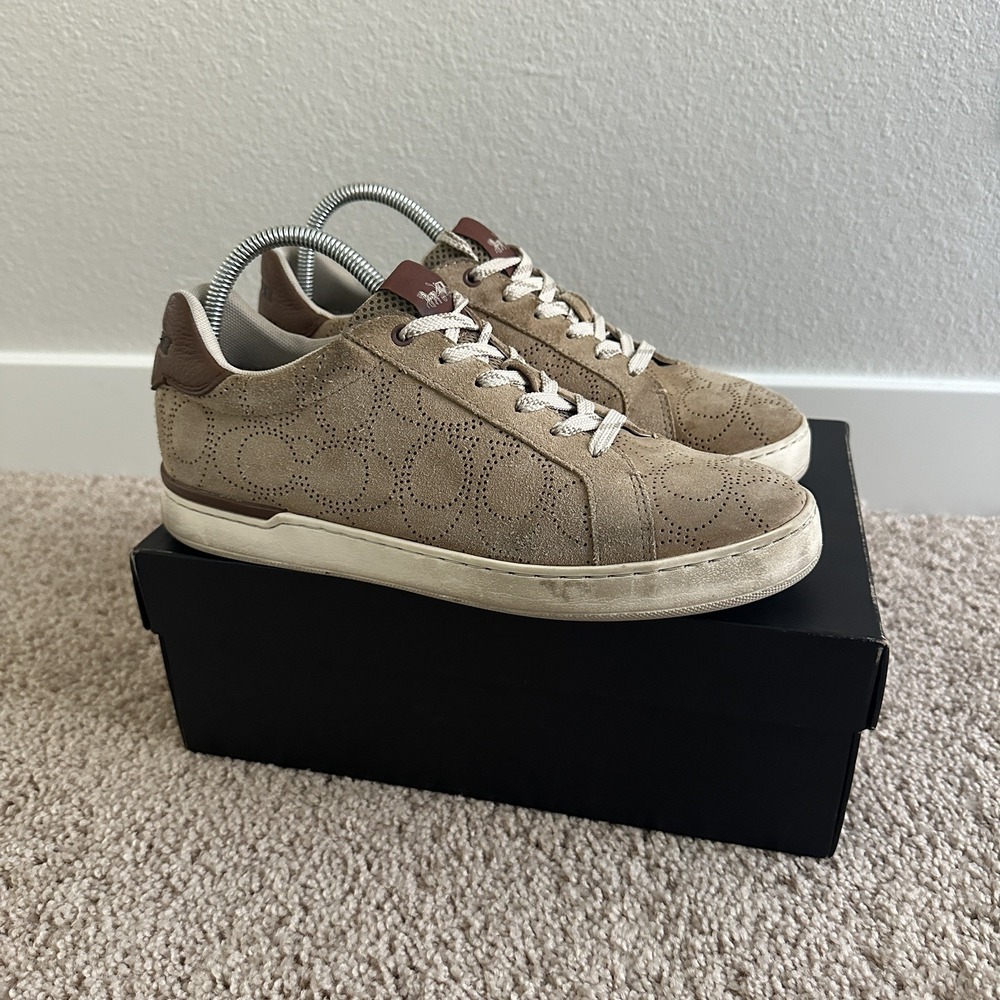 Coach Mens Clip Perforated Low Top‎ Sneaker Size 8.5D Oat Color G5111
